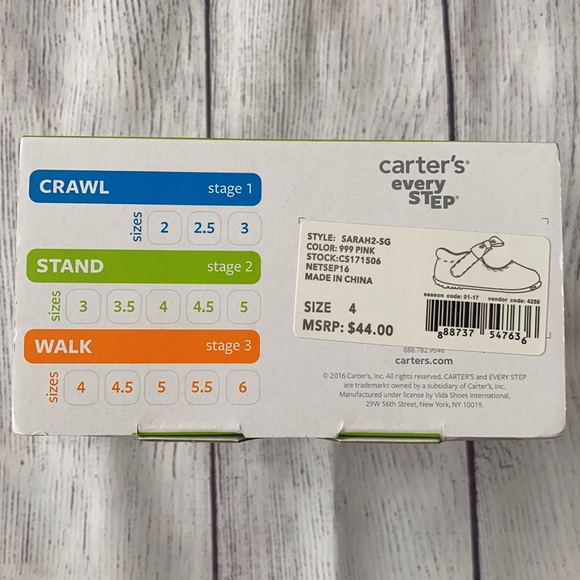 NWT Girls Carter’s Every Step Stage 2 Shoe Size 4 - Picture 4 of 7